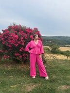 Compleu muselina fucsia - Bumbac Texturat ELESI