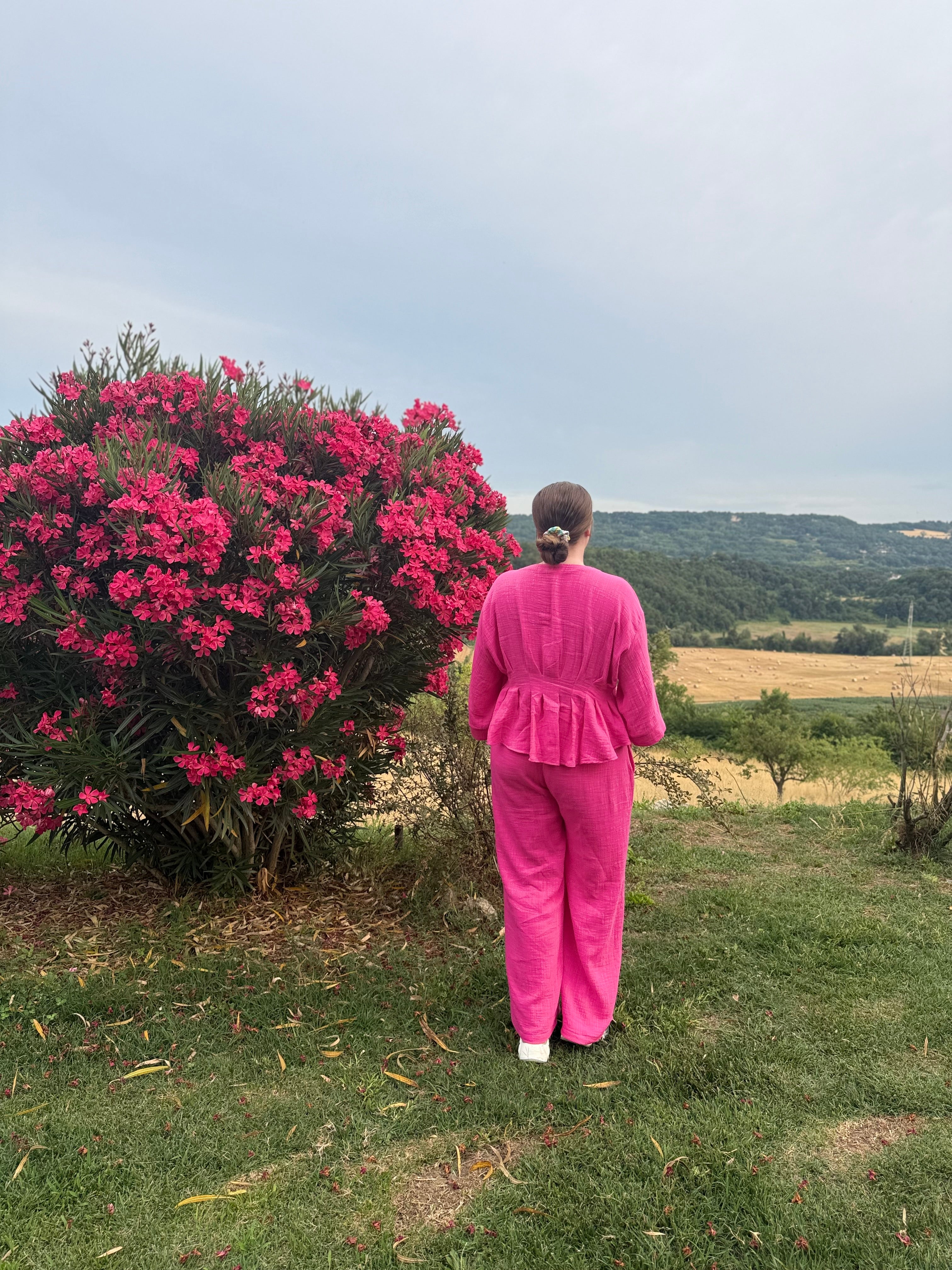 Compleu muselina fucsia - Bumbac Texturat ELESI