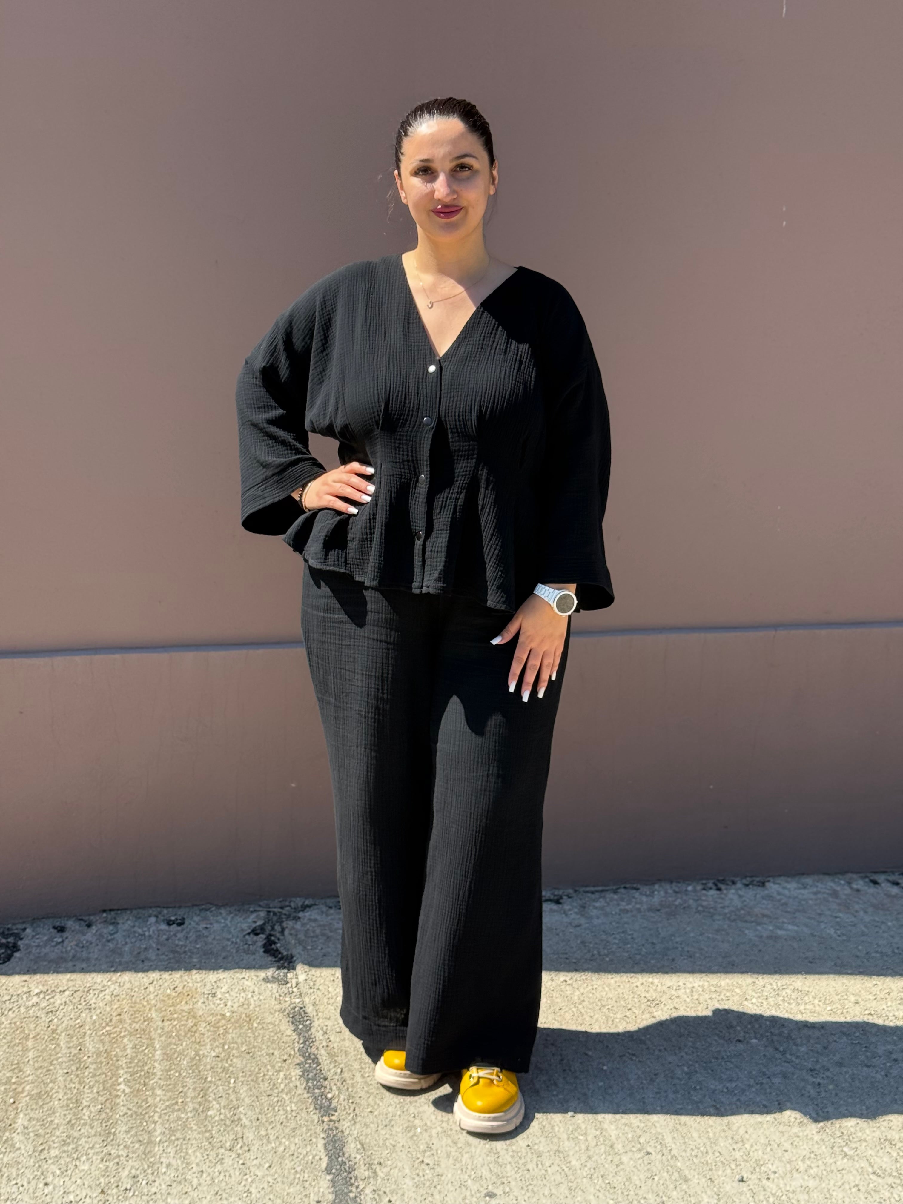 Compleu Muselină Black Muse – 100% Bumbac
