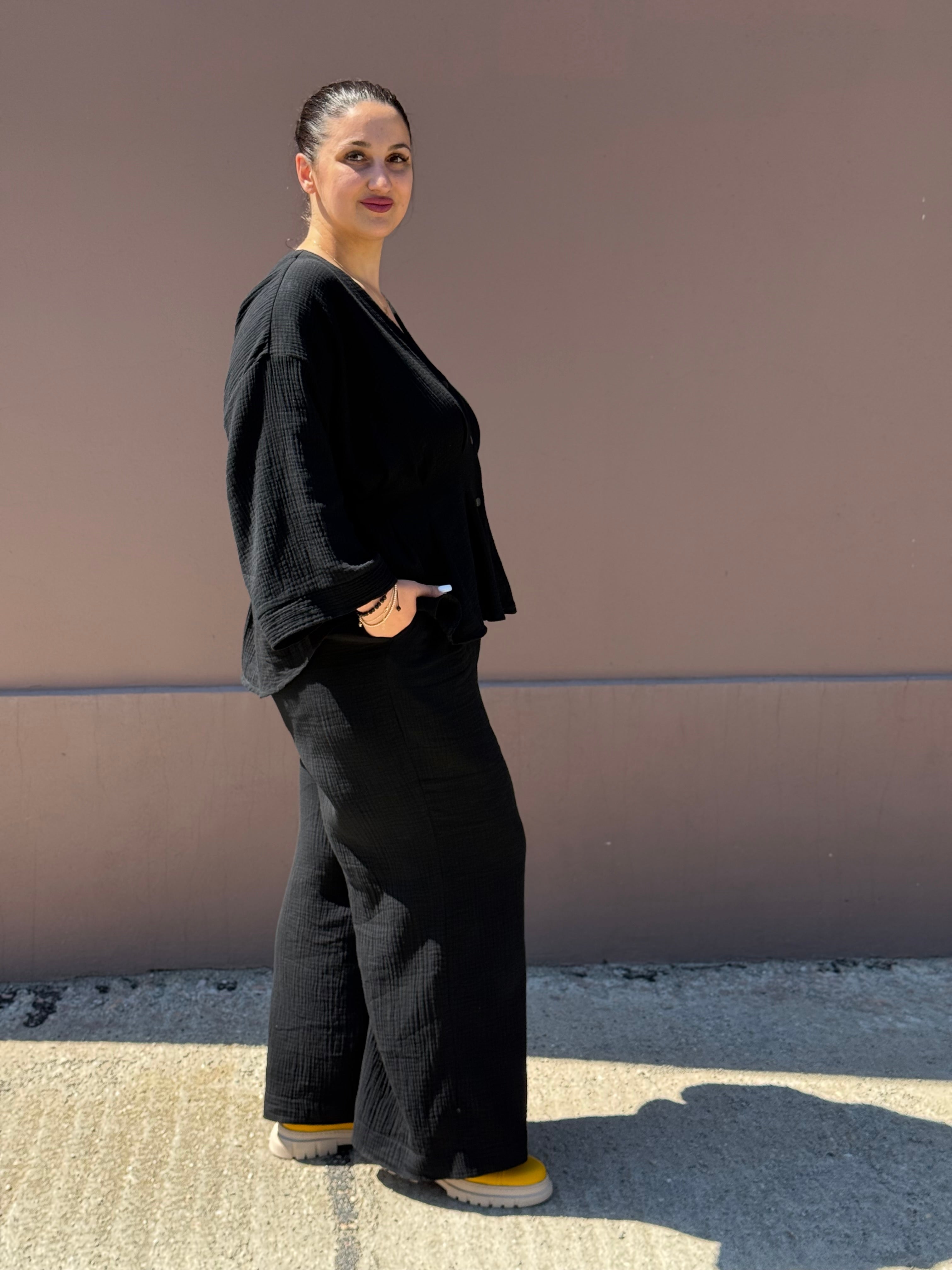 Compleu Muselină Black Muse – 100% Bumbac