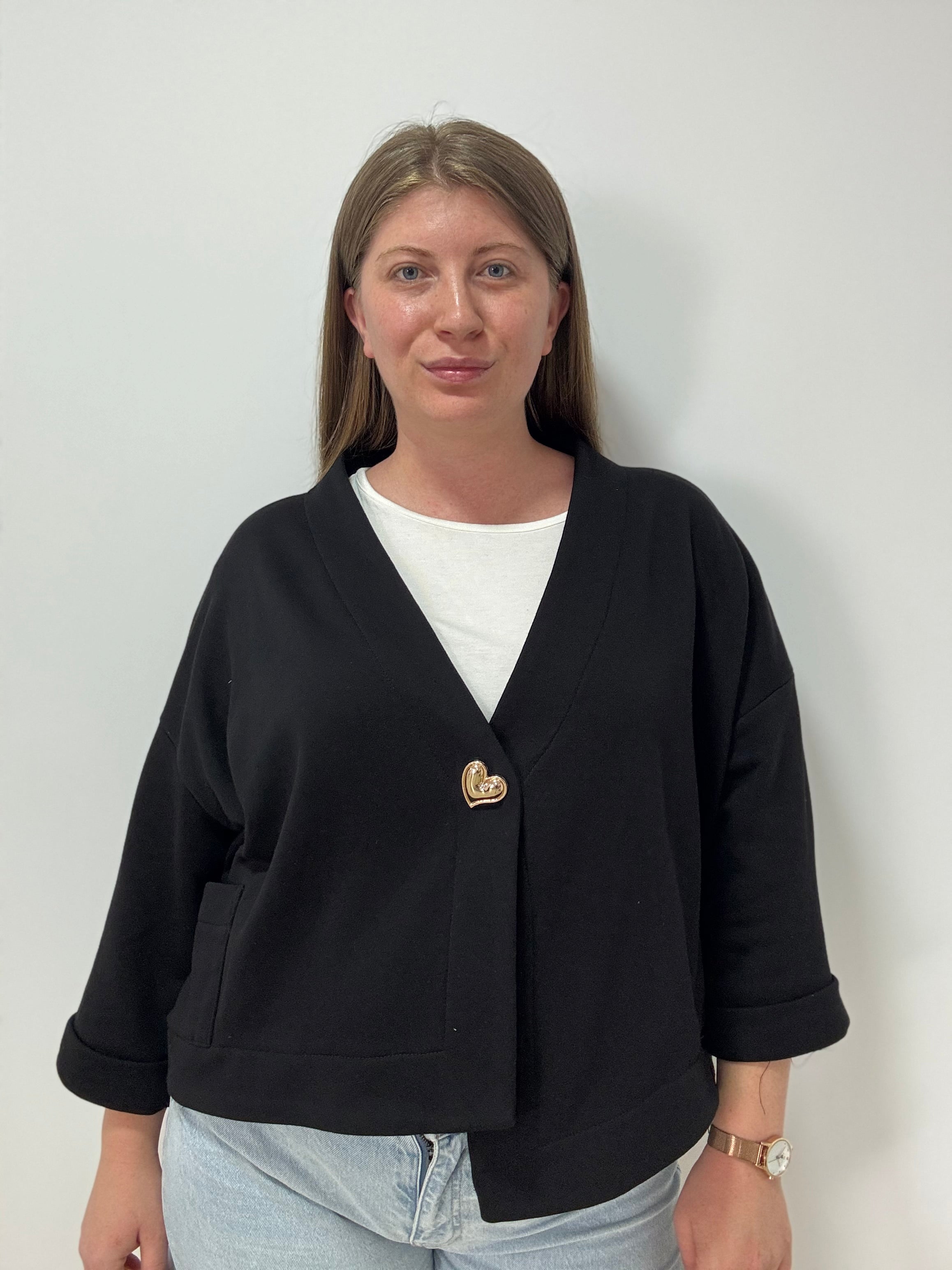 Jacheta Tricot Bumbac Noir Soft ELESI