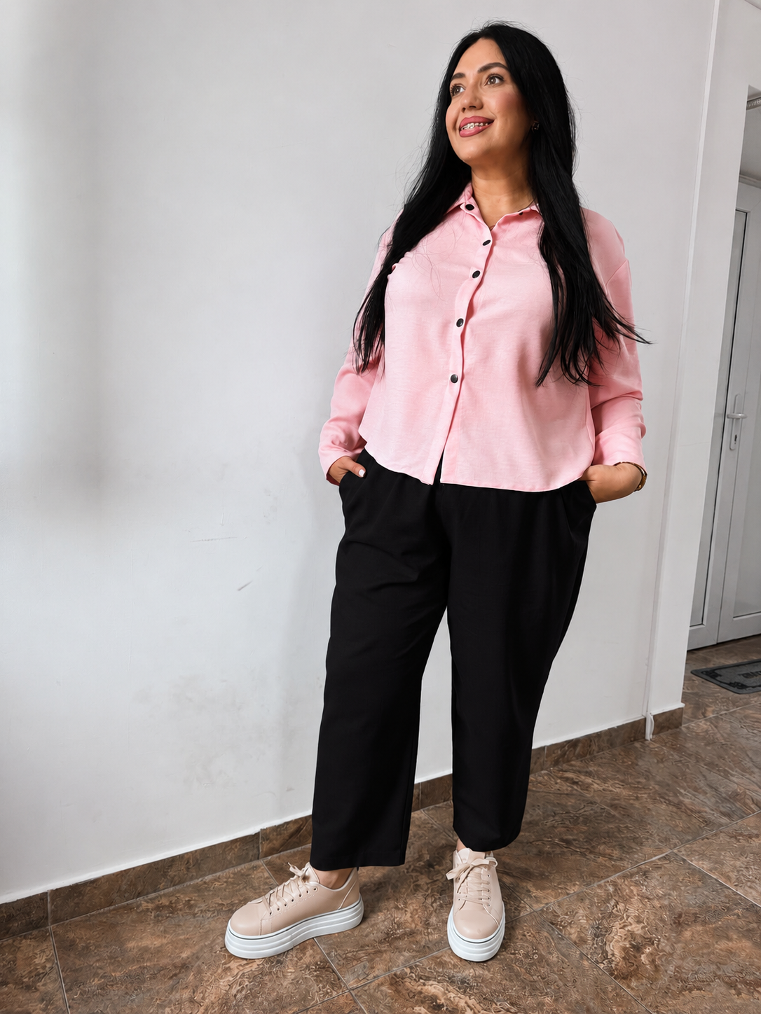 Pantaloni Capri Linen - Negru ELESI