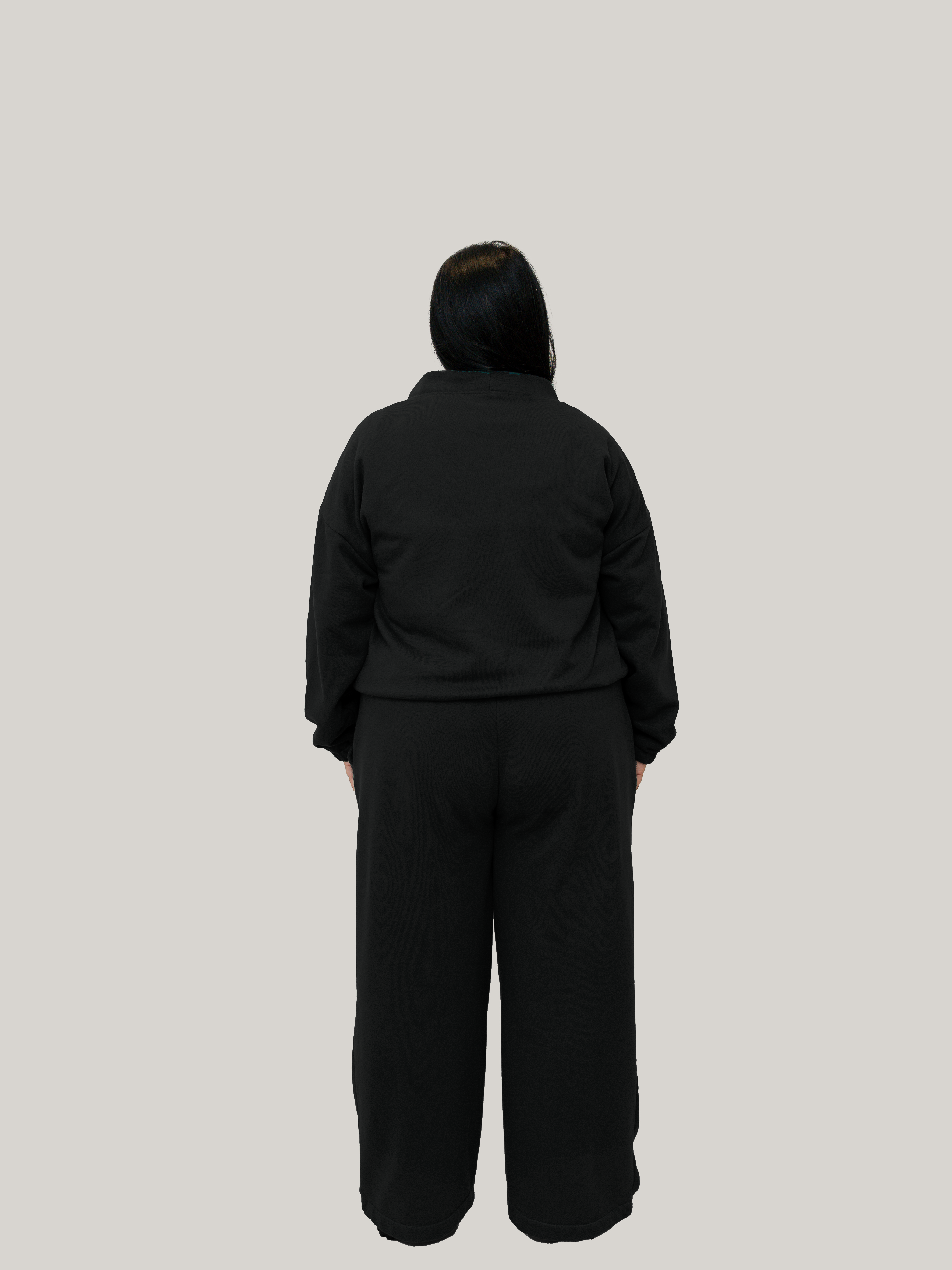 Compleu Negru Tricot Bumbac, Confortabil & Calduros