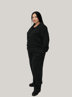 Compleu Negru Tricot Bumbac, Confortabil & Calduros