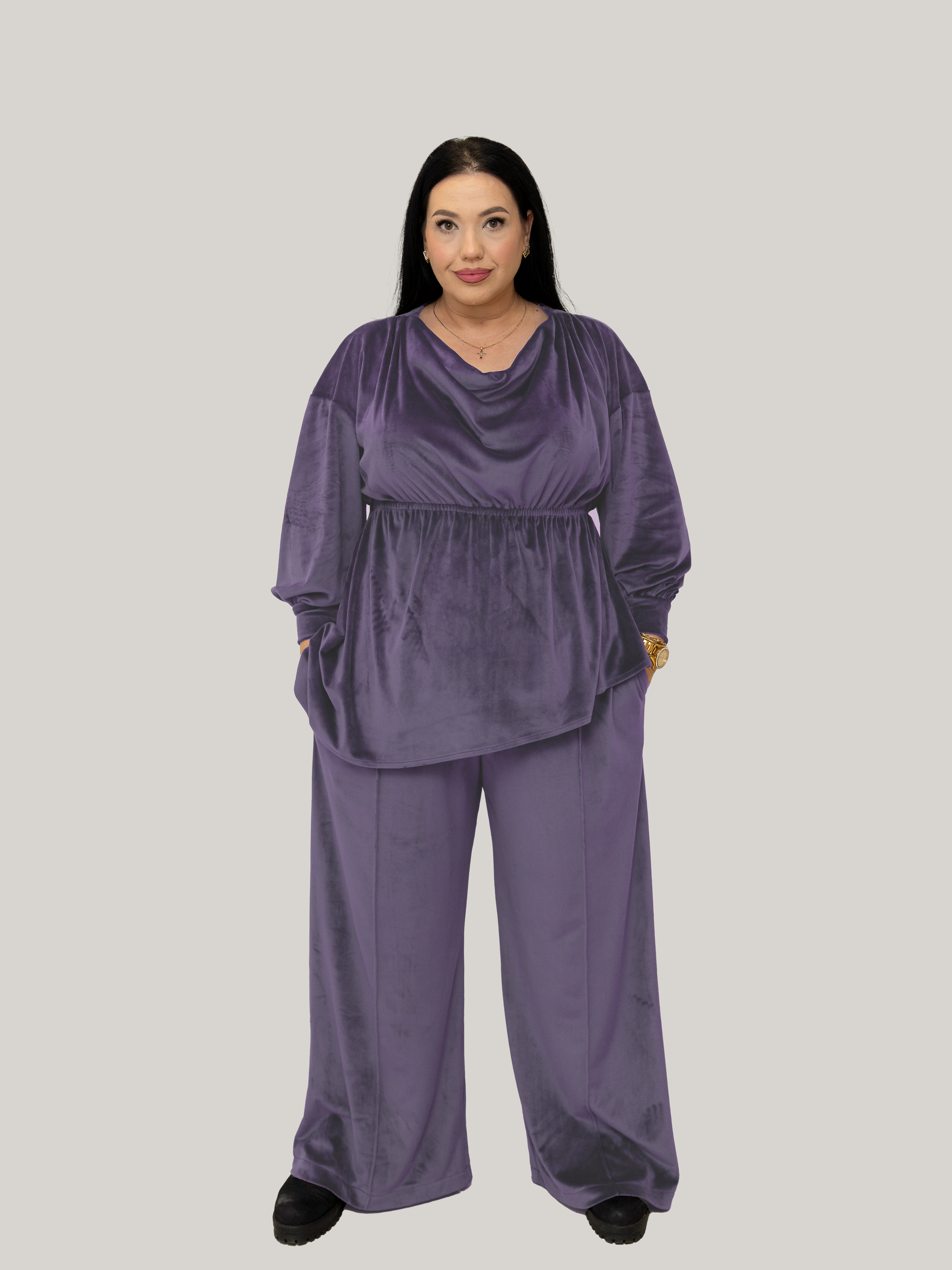 Compleu din Catifea Culoarea Lavander, Confortabil