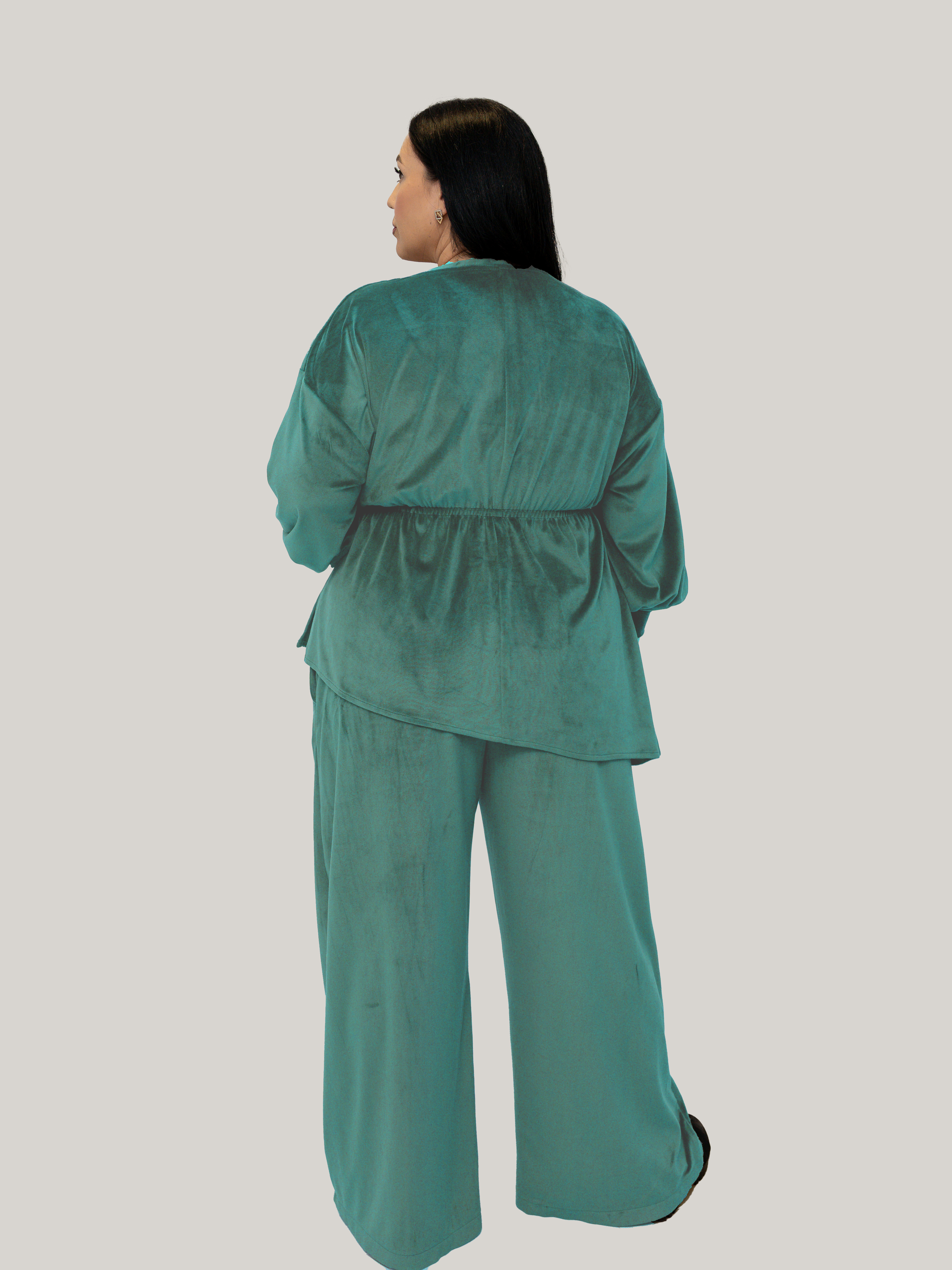 Set Catifea Eleganță Drapată – Verde Deschis