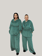 Set Catifea Eleganță Drapată – Verde Deschis