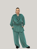 Set Catifea Eleganță Drapată – Verde Deschis