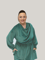 Set Catifea Eleganță Drapată – Verde Deschis