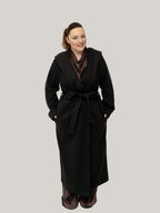 Palton din Stofa Culoarea Antracit, Confortabil & Calduros