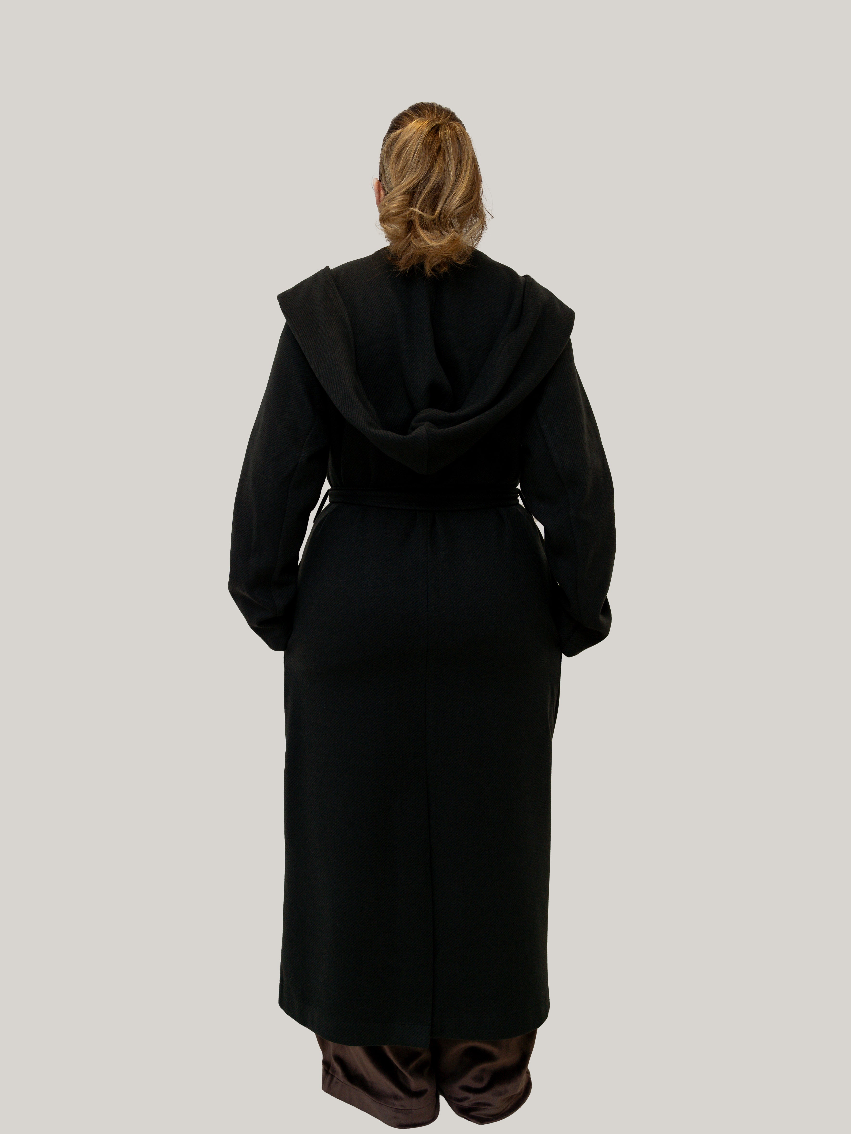 Palton din Stofa Culoarea Antracit, Confortabil & Calduros