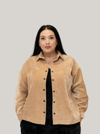 Cămașă raiat-elastic crem