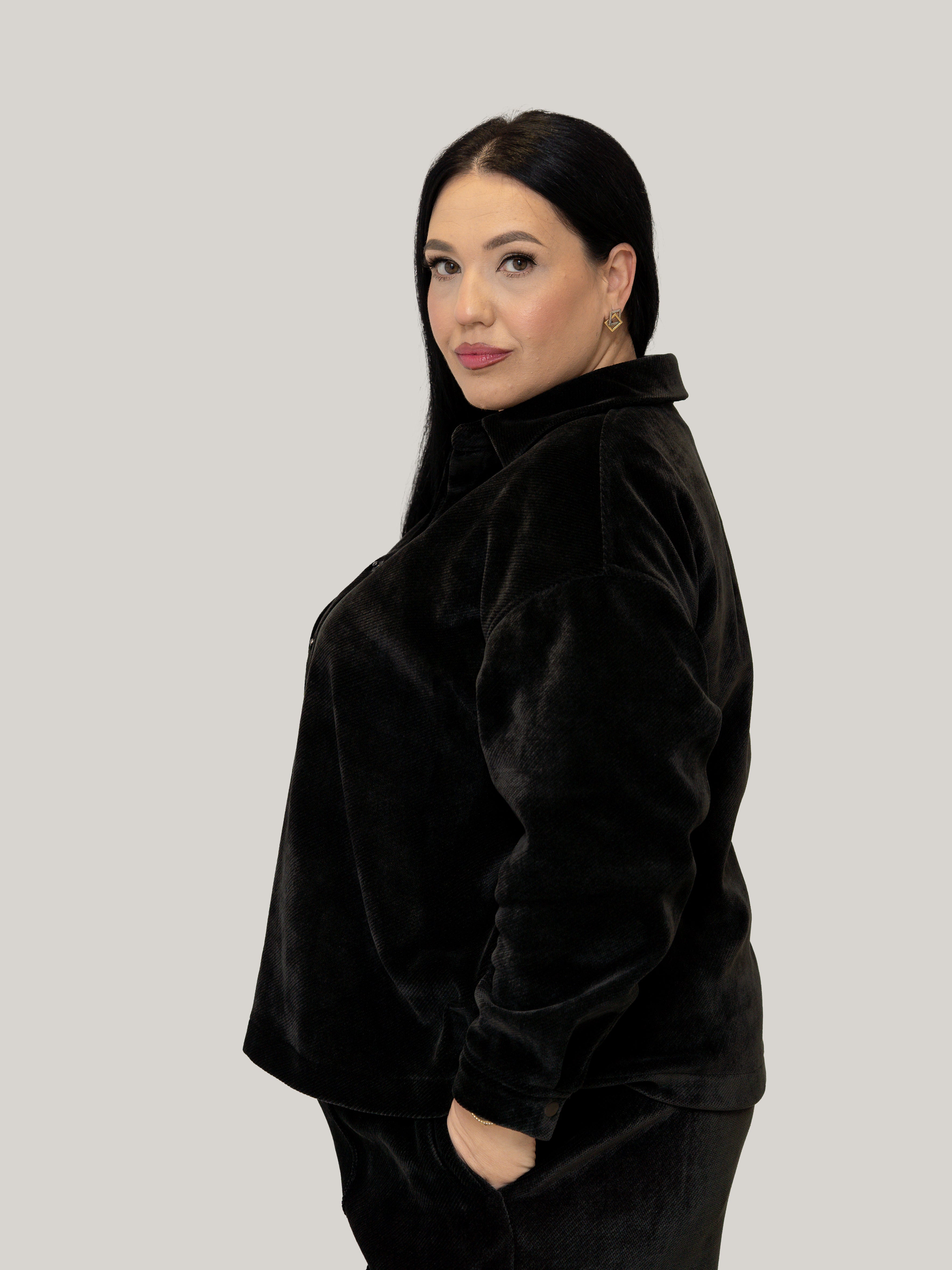 Cămașă raiat-elastic negru