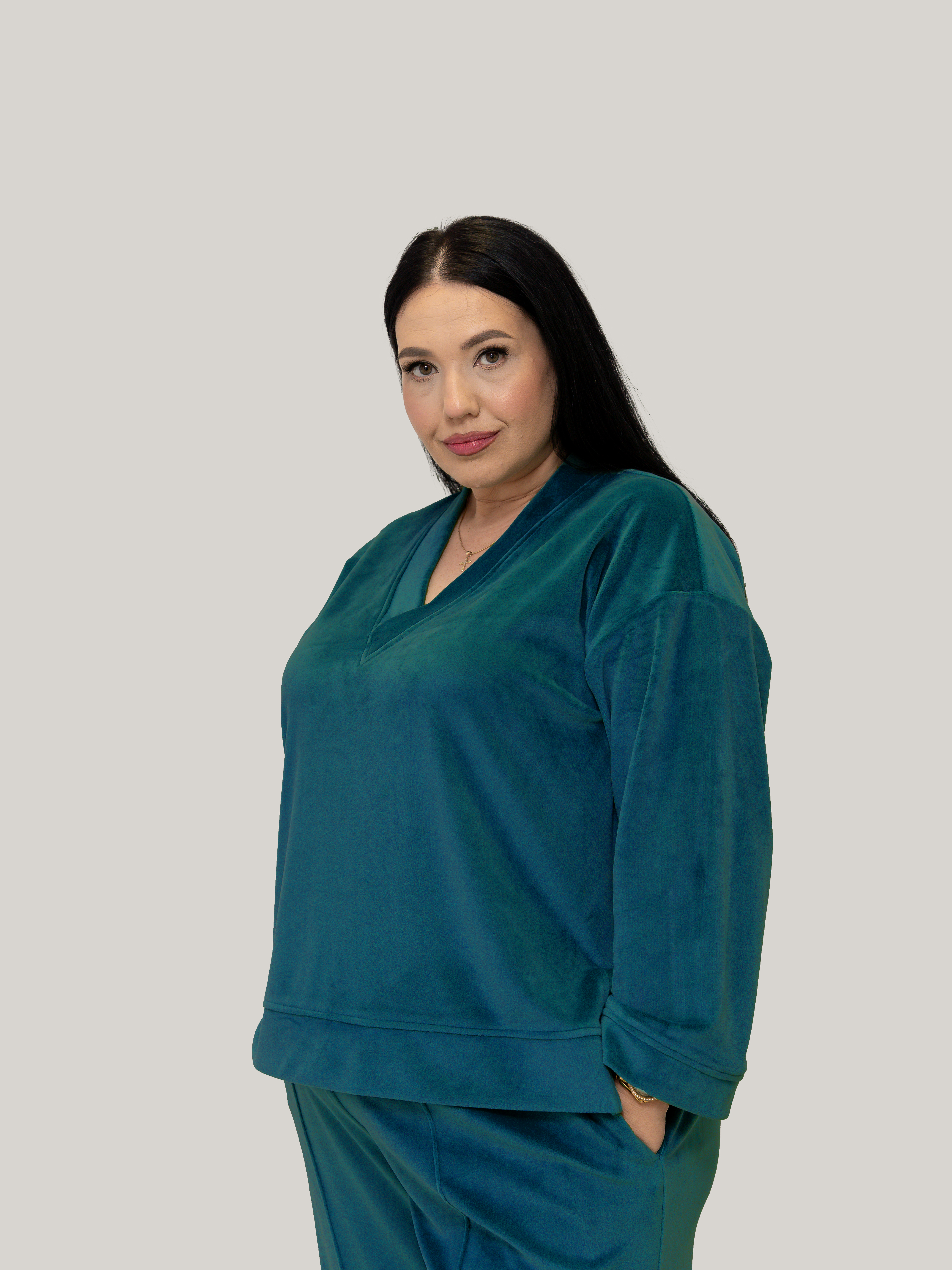 Compleu catifea Turqoise