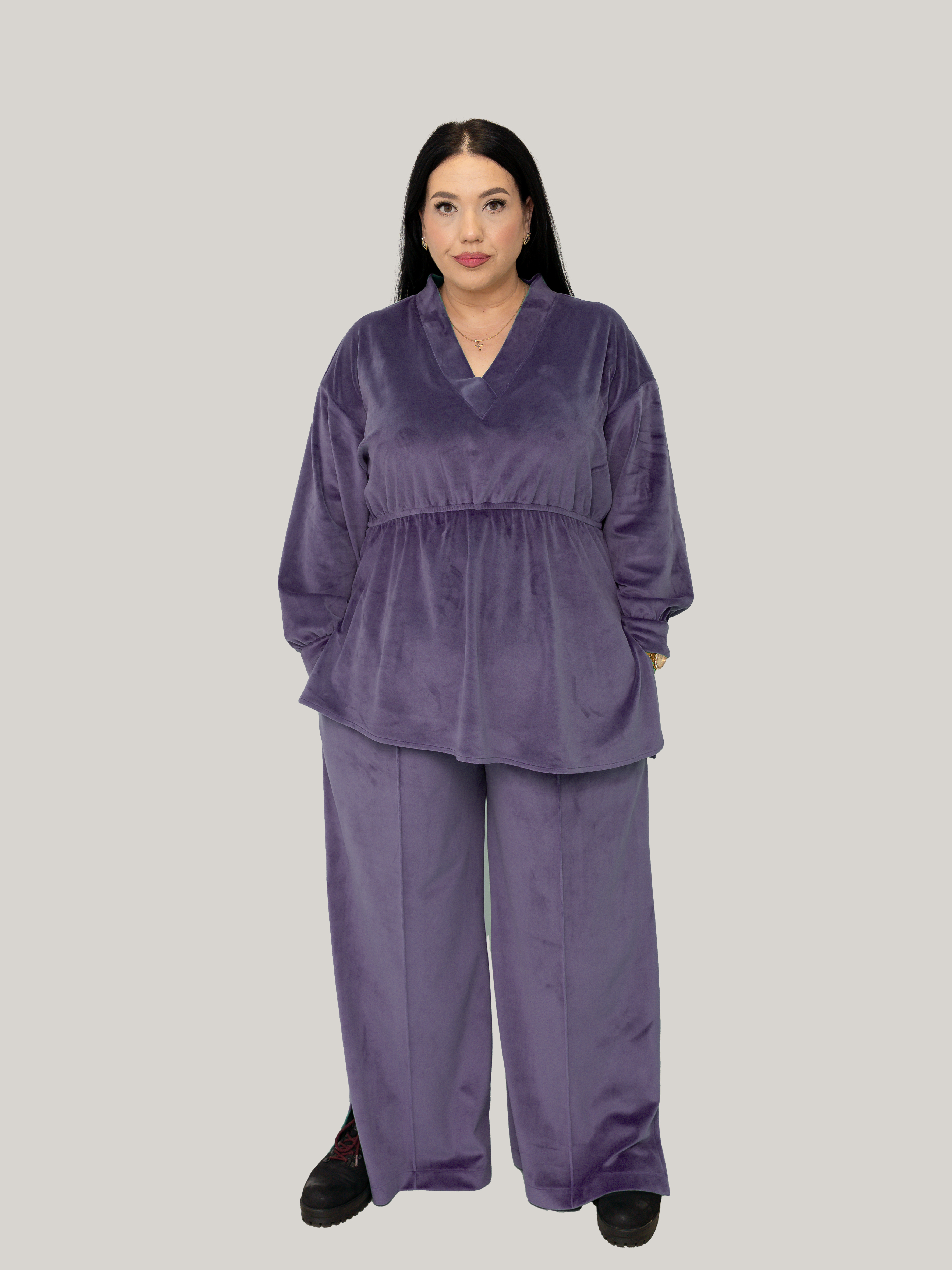 Compleu catifea cu elastic Lavander