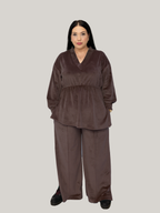 Compleu catifea cu elastic în talie Chocolate