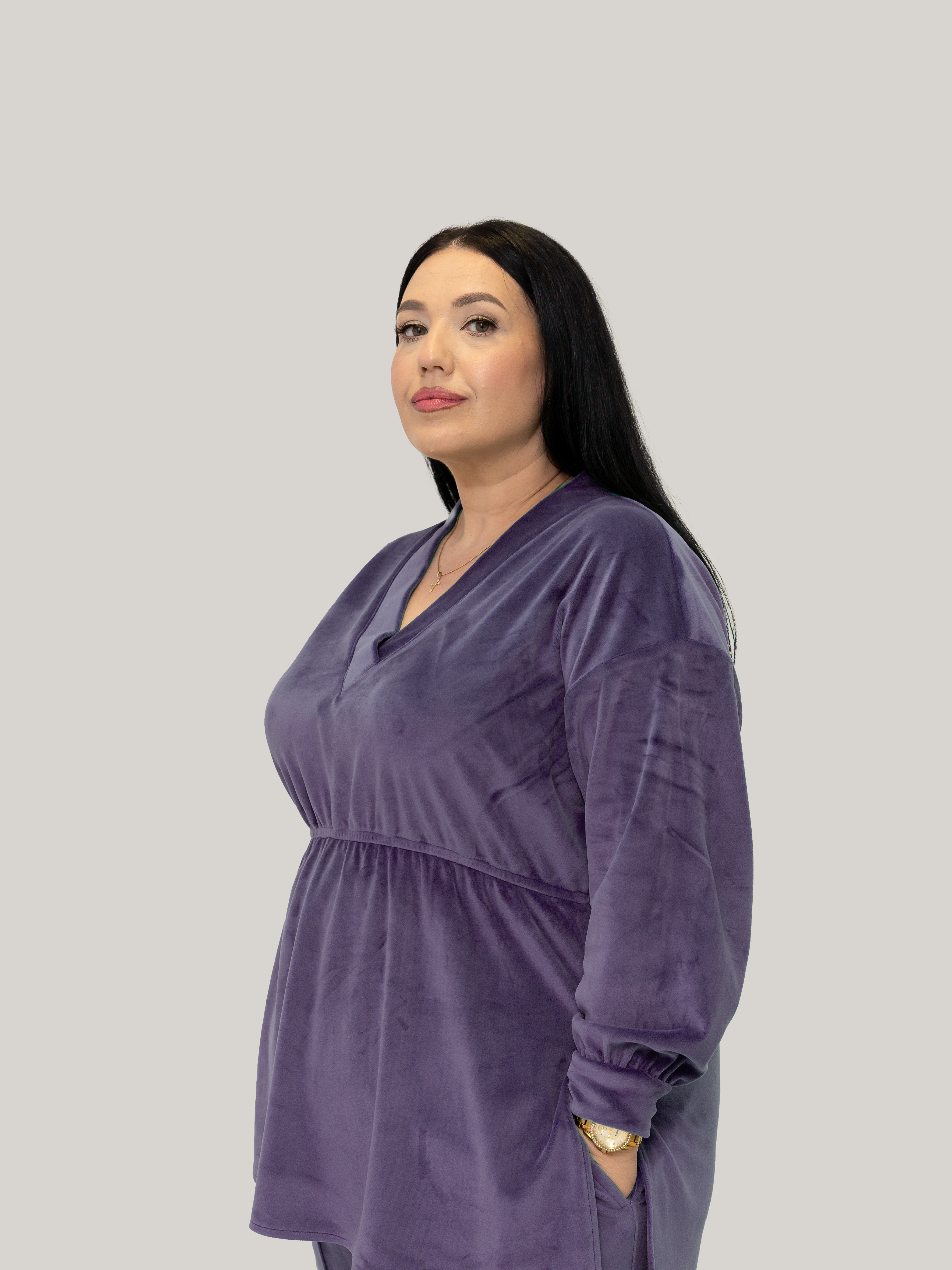 Compleu catifea cu elastic Lavander