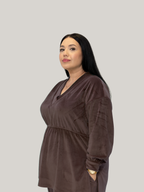 Compleu catifea cu elastic în talie Chocolate