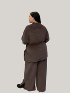 Compleu catifea cu elastic în talie Chocolate