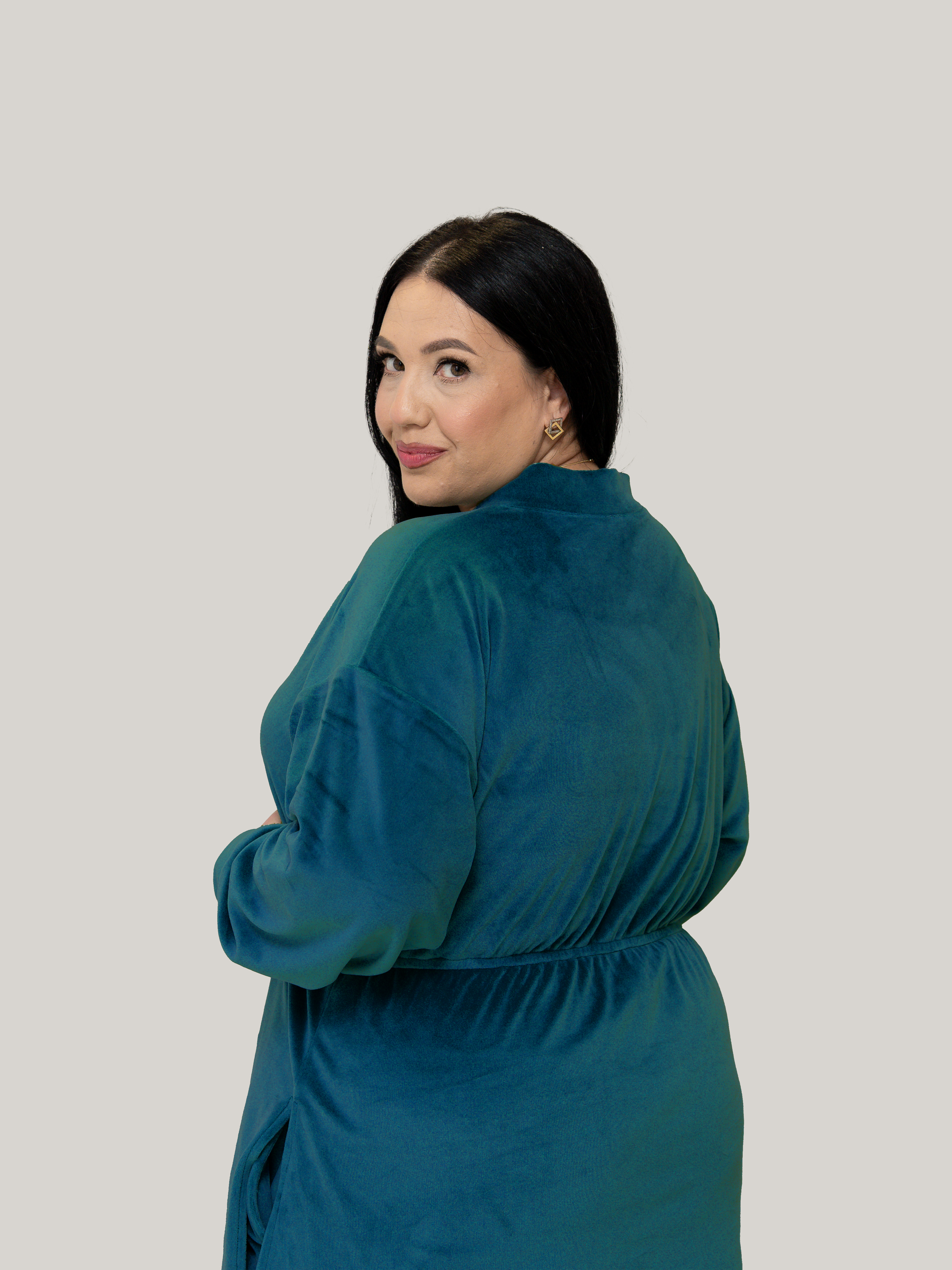 Compleu catifea cu elastic in talie Turqoise