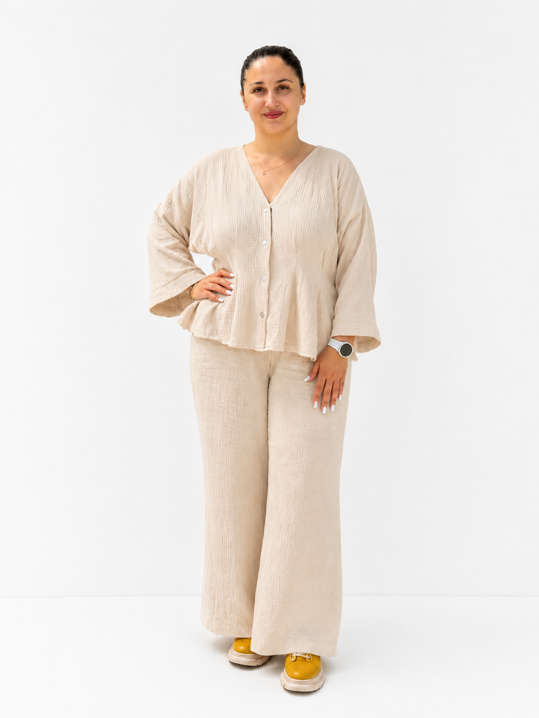 Compleu Muselina Beige Muse - 100% Bumbac ELESI