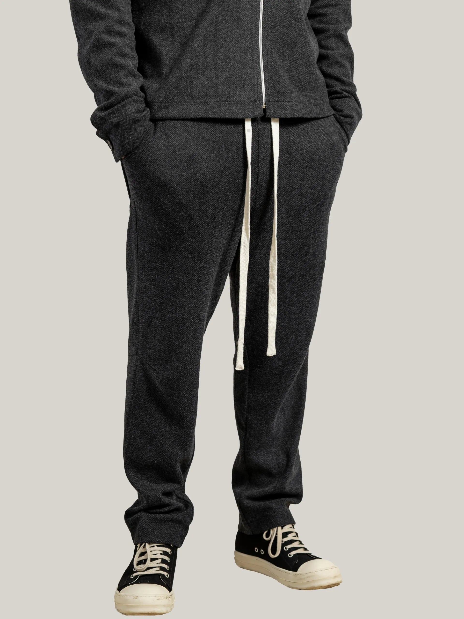 Pantaloni antracit casual,buzunare mari la spate, conici