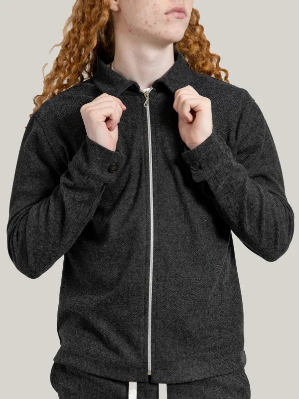 Compleu antracit casual, bluza cu fermoar și guler ,pantalon cu talie elastica si snur