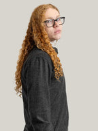 Jacheta antracit casual cu fermoar și guler tip cămașă,din bumbac