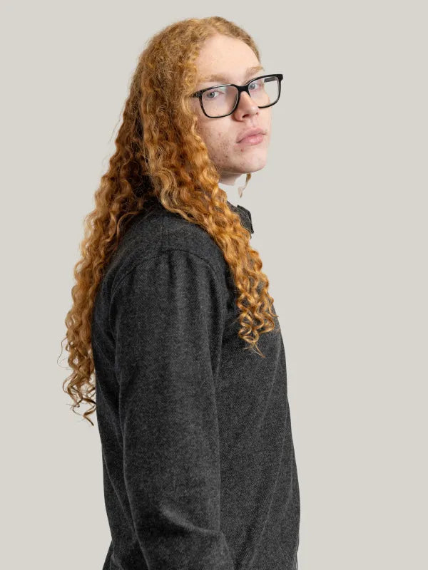 Jacheta antracit casual cu fermoar și guler tip cămașă,din bumbac