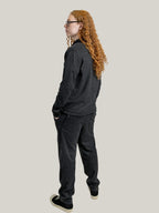 Compleu antracit casual, bluza cu fermoar și guler ,pantalon cu talie elastica si snur