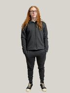 Compleu antracit din tricot de bumbac, bluza cu fermoar și guler ,pantalon cu talie elastica,sport ELESI