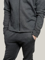 Compleu antracit din tricot de bumbac, bluza cu fermoar și guler ,pantalon cu talie elastica,sport ELESI