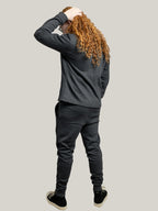 Compleu antracit din tricot de bumbac, bluza cu fermoar și guler ,pantalon cu talie elastica,sport ELESI
